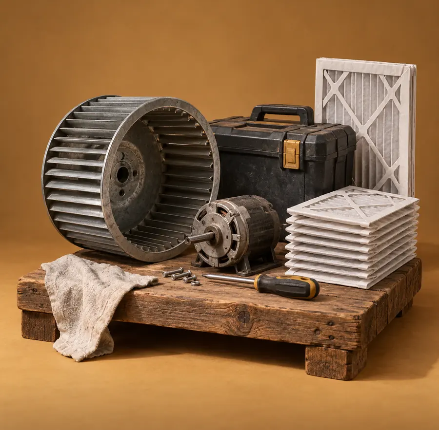 Illustration of hvac businesses equipment and workspace